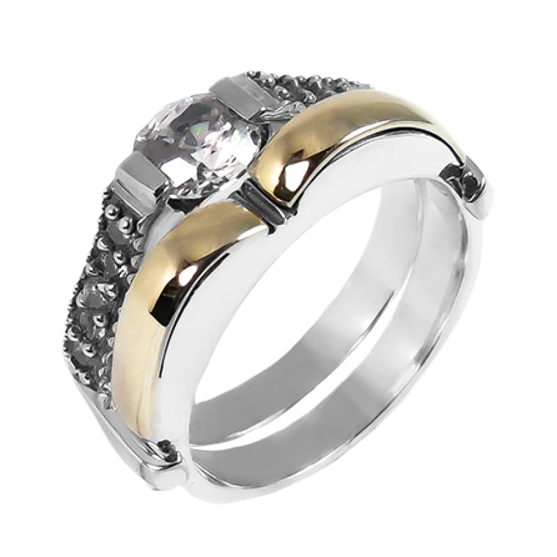 Anillo Oro y Plata solitario doble inseparable colombiano - Metalli - 7 - Perfumisimo